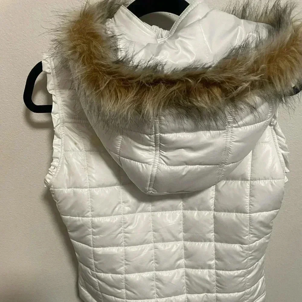 Justice faux fur lining puffer jacket hooded‎ girls outwear size 16
